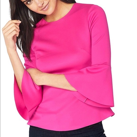 Nwt Ted Baker Gigih Bell Sleeve Top Hot Pink Bell Sleeve Blouse Fuchsia Size 10